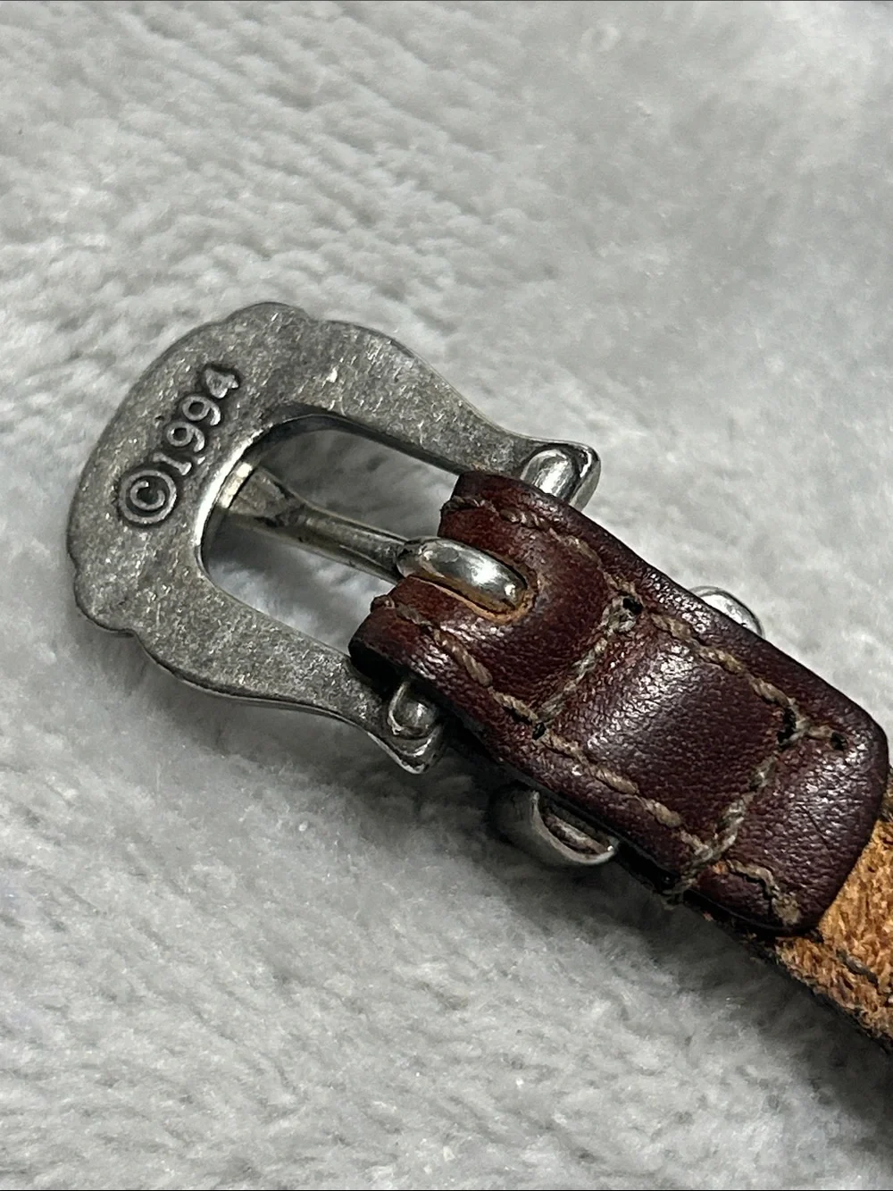 Vintage 1994 Brighton leather bracelet featuring silver-tone medallion studs